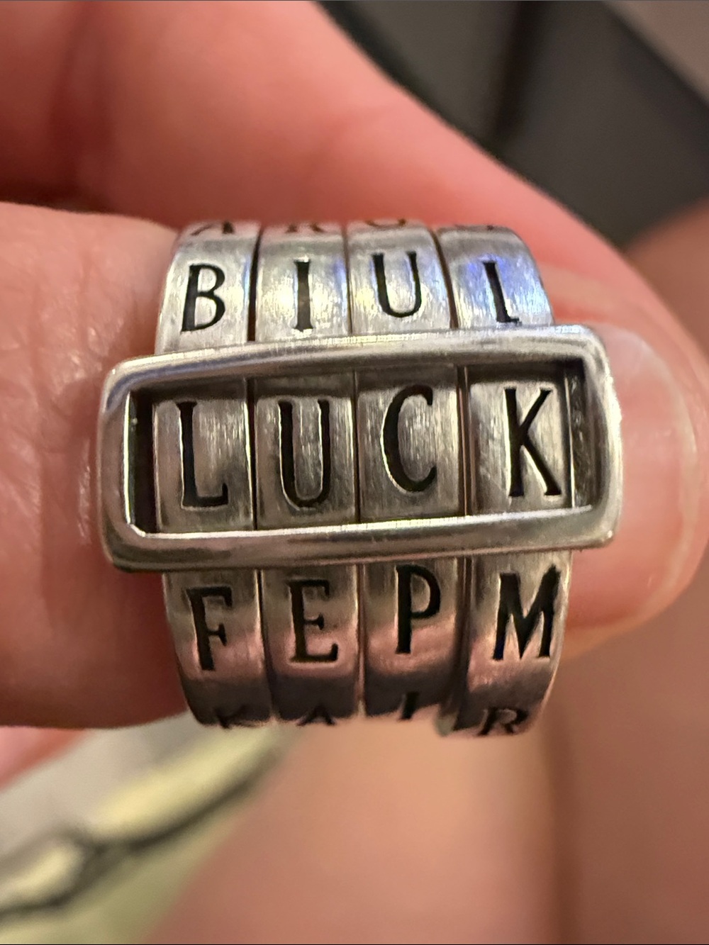 .925 LOVE Spinner Ring with Letter Bands - Picture 2 of 3